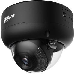 Eine schwarze Sicherheitskamera von Dahua Technology in einer Kuppelform, geeignet für Überwachung.