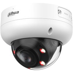 Weiße Überwachungskamera von Dahua Technology mit einer halbkugelförmigen Abdeckung.