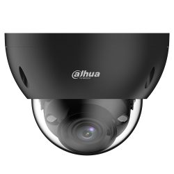 Schwarze Überwachungskamera von Dahua Technology mit halbkugelförmigem Gehäuse und sichtbarem Objektiv.