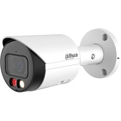 Weiße Sicherheitskamera von Dahua Technology, zur Wandmontage geeignet, mit Objektiv und LED-Beleuchtung an der Vorderseite.