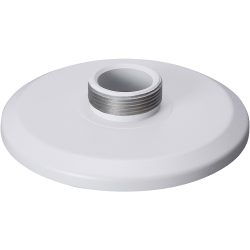 Runde weiße Abdeckplatte mit einem zentralen Metallgewinde.