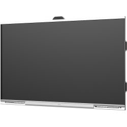 Ein flacher, schwarzer Bildschirm in Weiß umrahmt, vermutlich ein interaktives Smartboard, mit integrierter Kamera oberhalb des Bildschirms.