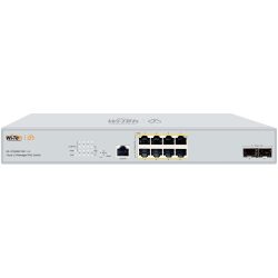 Ein grauer WiTek WM-PCMS3610GT-L3 Cloud L3 verwalteter PoE-Switch mit mehreren Netzwerkanschlüssen auf der Vorderseite.
