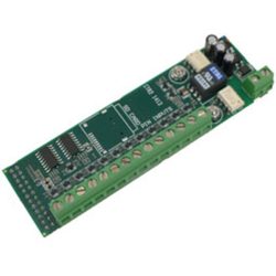 Grüne elektronische Leiterplatte mit mehreren Anschlüssen, Widerständen und einem Steckplatz für eine SD-Karte.