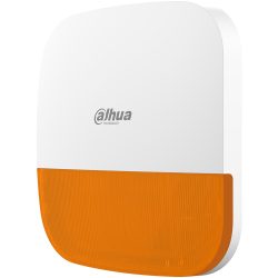 Ein Wandgerät von Dahua Technology mit einem weißen Gehäuse und einem orangenen Lichtelement im unteren Bereich.