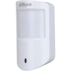 Ein weißer Bewegungssensor von Dahua Technology mit einem glatten, rechteckigen Design.