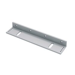 Silbernes Metallwinkelstück mit mehreren Befestigungslöchern auf einer Seite.
