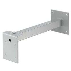 Wandhalterung aus Metall mit quadratischer Platte und vier Schraubenlöchern, geeignet zur Befestigung von Geräten.