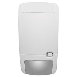 Ein weißer Bewegungsmelder mit rechteckiger Form und einem abgerundeten Sensor an der Unterseite.