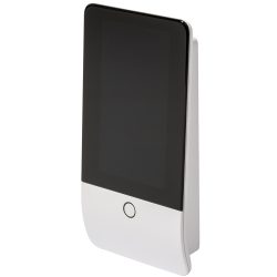 Ein moderner, weißer Touchscreen-Detektor mit einem großen Display und einer einzelnen Taste unten auf der Vorderseite, leicht schräg fotografiert.