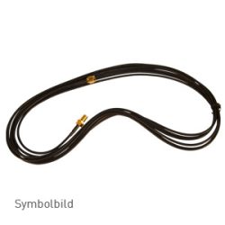 Ein langes, schwarzes Kabel mit zwei Messingsteckverbindern an den Enden, auf hellem Hintergrund abgelegt. Das Bild ist als Symbolbild gekennzeichnet.
