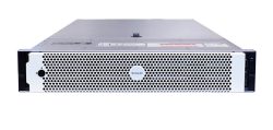 Ein Server-Gehäuse mit einem weißen, perforierten Frontgitter und einem zentralen Logo von Avigilon.