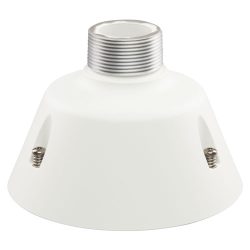 Ein weißer Deckenadapter mit einer metallischen Gewindeverbindung oben zur Montage von Überwachungskameras.