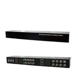 Ein 16-Kanal-Passivreceiver für HDCVI-Signale, schwarz, mit verschiedenen Anschlussmöglichkeiten auf der Rückseite.