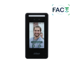 Ein biometrisches Identifikationsgerät mit einem Display, das das Bild eines lächelnden Mannes zeigt.