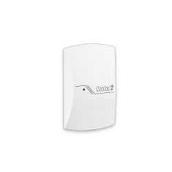 Ein weißer Bewegungsmelder der Marke Satel mit einem schlichten, leicht gebogenen Design.