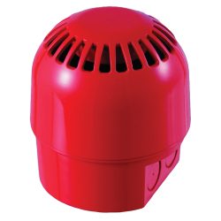 Roter Feuermelder mit gerilltem Gehäuse und zwei seitlichen Öffnungen.