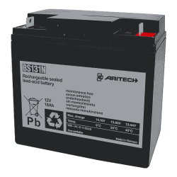 Wiederaufladbare, versiegelte Blei-Säure-Batterie von ARITECH mit der Modellnummer BS131N, 12V und 18Ah Kapazität, gekennzeichnet als wartungsfrei und in Vietnam hergestellt.