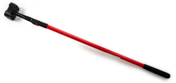 Ein rotes Teleskop-Auto-Diebstahlsicherungsgerät mit schwarzem Griff und Kopf.