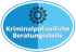 Logo der Kriminalpolizeilichen Beratungsstelle, blaues ovales Schild mit Polizei-Symbol.