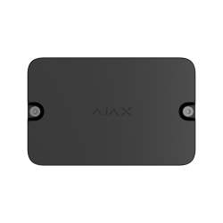 Schwarze rechteckige Box mit der Aufschrift "AJAX" in der Mitte.