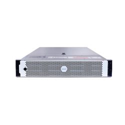 Frontalansicht eines Servers mit einem silbernen Gehäuse und einem perforierten Gitter.