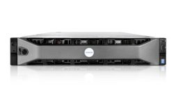 Ein Rack-Server in einem Gehäuse mit mehreren Laufwerkseinschüben und Anschlüssen an der Vorderseite.