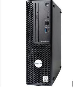Schwarzer Desktop-Computer in einem vertikalen Gehäuse mit mehreren USB-Ports und DVD-Laufwerk vorne.