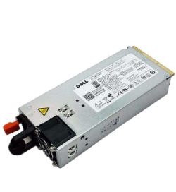 Ein Dell Netzteil mit einer Leistung von 750 Watt, farblich in Silber gehalten, mit Etikett und Anschlusssteckern an der Vorderseite.
