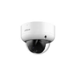 Eine weiße Dome-Überwachungskamera von Dahua mit schwarzer Halbkugelabdeckung, geeignet für Videoüberwachung.