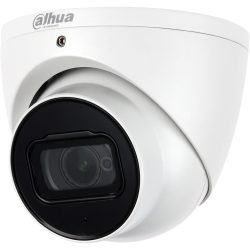 Weiße Überwachungskamera von Dahua Technology mit schwarzem Objektivgehäuse.