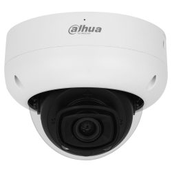 Eine Überwachungskamera der Marke Dahua Technology mit weißem Gehäuse und schwarzer Linse.