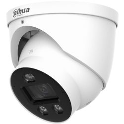 Weiße Überwachungskamera von Dahua Technology mit einem modernen, runden Design und mehreren Sensoren am unteren Teil.