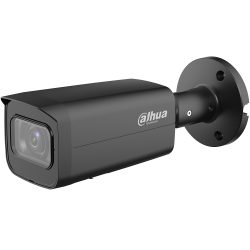 Schwarze Überwachungskamera von Dahua Technology mit langer, rechteckiger Form und Wandhalterung.