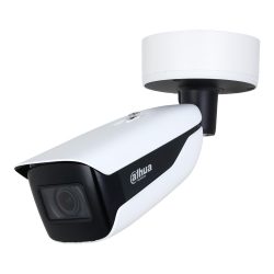 Weiß-schwarze CCTV-Kamera von Dahua, montiert auf einer runden Halterung, mit modernem Design und großem Objektiv.
