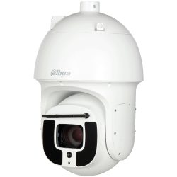 Eine weiße Dome-Kamera von Dahua mit einer kugelförmigen Abdeckung und einer Linse in der Mitte.