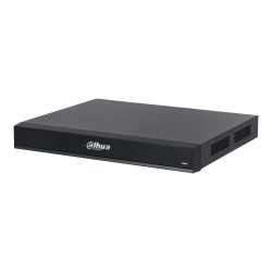 Ein schwarzer Videorekorder der Marke Dahua mit Lüftungsschlitzen auf der Seite und einem USB-Anschluss auf der Vorderseite.