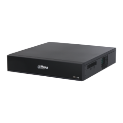 Schwarze elektronische Box mit Dahua-Logo auf der Vorderseite, vermutlich ein Netzwerk-Videorekorder.