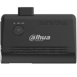 Schwarze Dashcam von Dahua Technology mit Logos und LED-Anzeigen für 4G, Aufnahme und GPS.