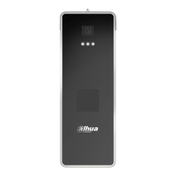 Rechteckige, schwarze Sicherheitseinrichtung mit Kamera oben und dem Schriftzug "Dahua Technology" unten.