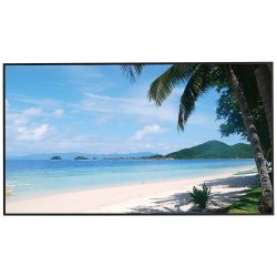 Eine malerische Strandlandschaft mit weißem Sand, klarem blauem Wasser und Palmen im Vordergrund, während im Hintergrund bewaldete Hügel zu sehen sind.