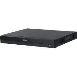 Schwarzer NVR-Recorder von Dahua mit Lüftungsschlitzen an der Seite und einem USB-Anschluss auf der Vorderseite.