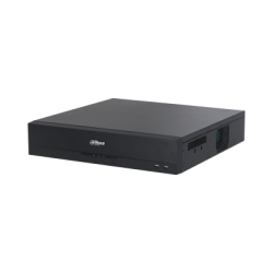 Ein schwarzer digitaler Videorekorder (DVR) von Dahua mit schlichtem Design, sichtbaren Lüftungsschlitzen und Frontanschlüssen.