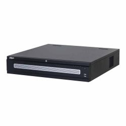 Ein schwarzer DVR-Rekorder von Dahua mit einem perforierten Belüftungsgitter an der Vorderseite.