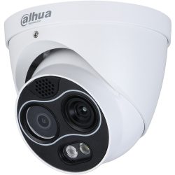 Weiß-graue Überwachungskamera von Dahua Technology mit mehreren Linsen und einem Mikrofon.